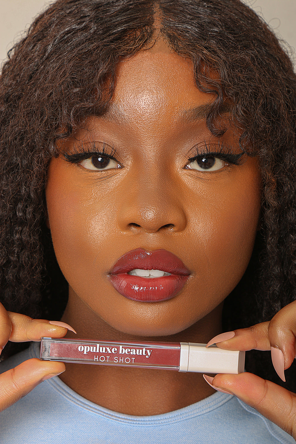 hot shot Haute lipgloss raisin sangria shade creamy pigmented non-sticky Opuluxe Beauty®